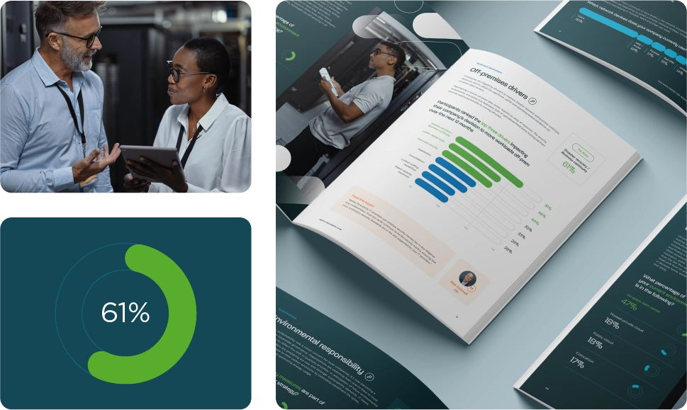 An image a collage of two engineers conversing, the report open on a table, a bunch of pill labels 
