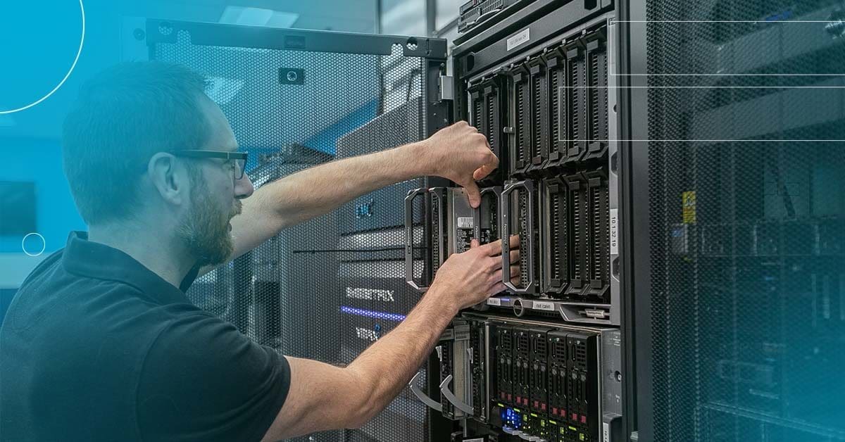 Engineer Reaches into Open Server