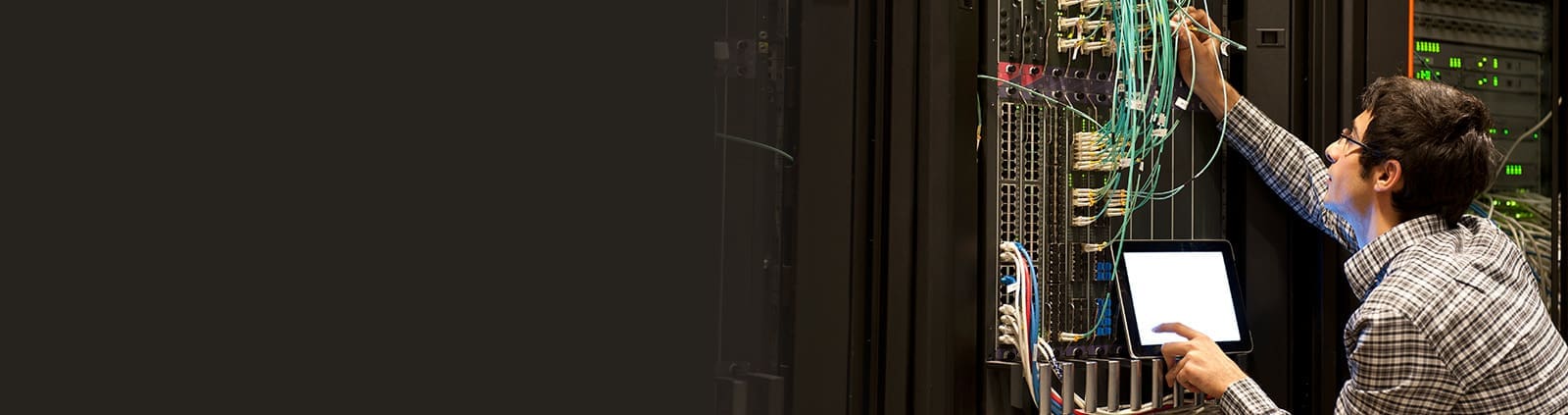 Engineer Fixes Wiring While Touching Tablet Screen