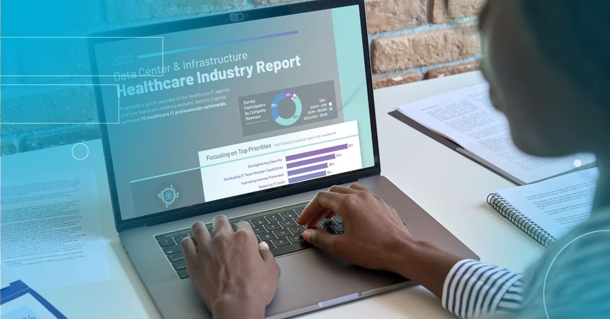 2022 Data Center & Infrastructure Report: Healthcare Industry Report on laptop close-up | Service Express