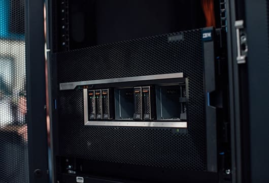 A close up image of IBM flashsystem