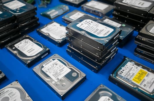 An image of stacked hardware laid out on a table