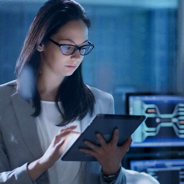 An image of a female engineer using a tablet