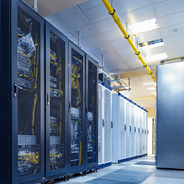 Server Room with Bright Lighting