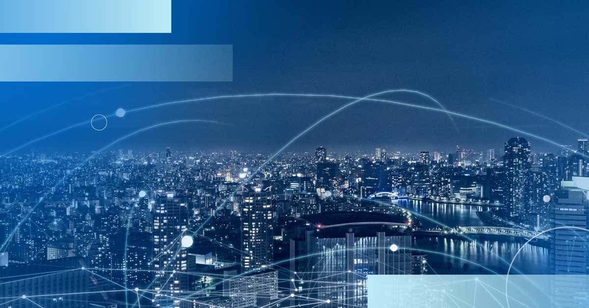 Image of city skyline at night with