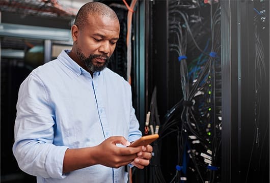 Engineer Researching on Phone