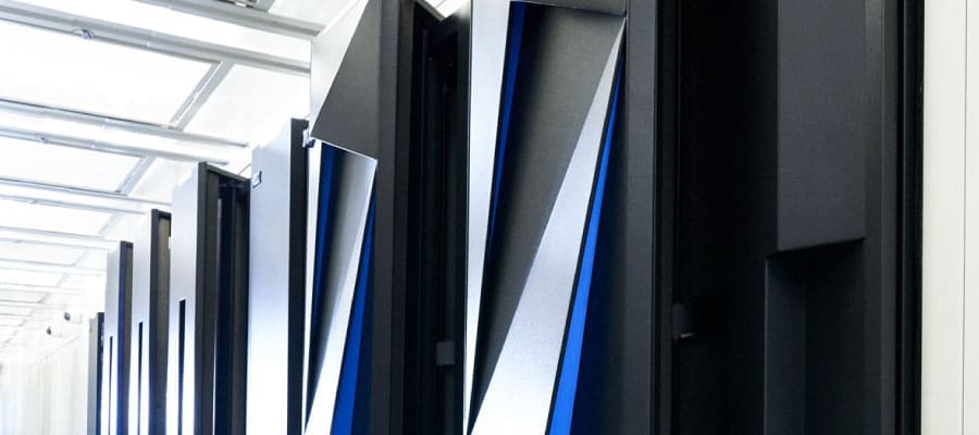 An image of IBM hardware in a data center