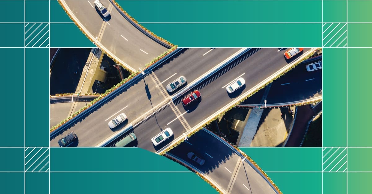 Red, White, Black, Blue Cars Driving in Opposite Directions on Highway