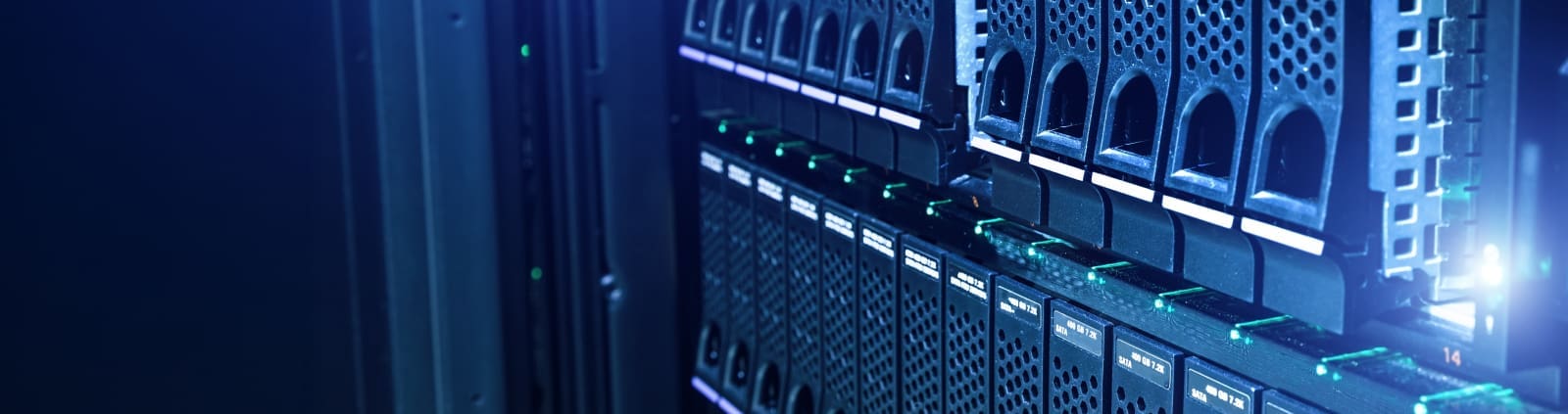 An image of the front of a data centre equipment rack